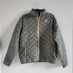 Vintage K Way Jacket Down Puffer Zip Quilted High Neck Lightweight Mens Large